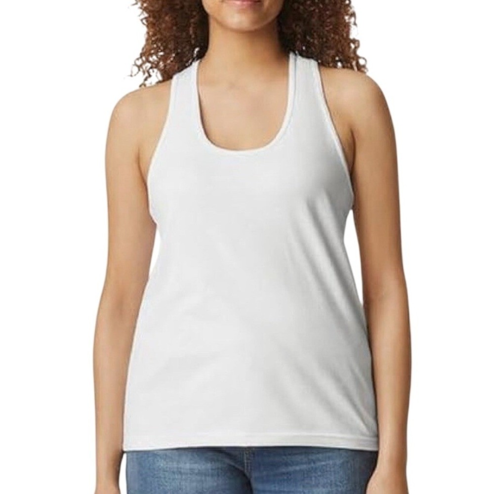 3 Pack Of Gildan Ladies Womens‎ Size Small Softstyle CVC Racerback Tank White